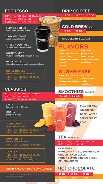 Iconic Coffee Menu