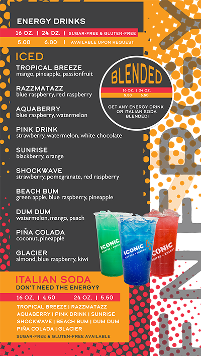 Iconic Energy Drink Menu